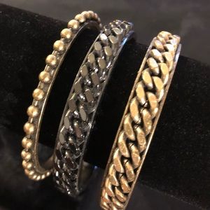 J. Crew 3 bangle set. Brass and Black